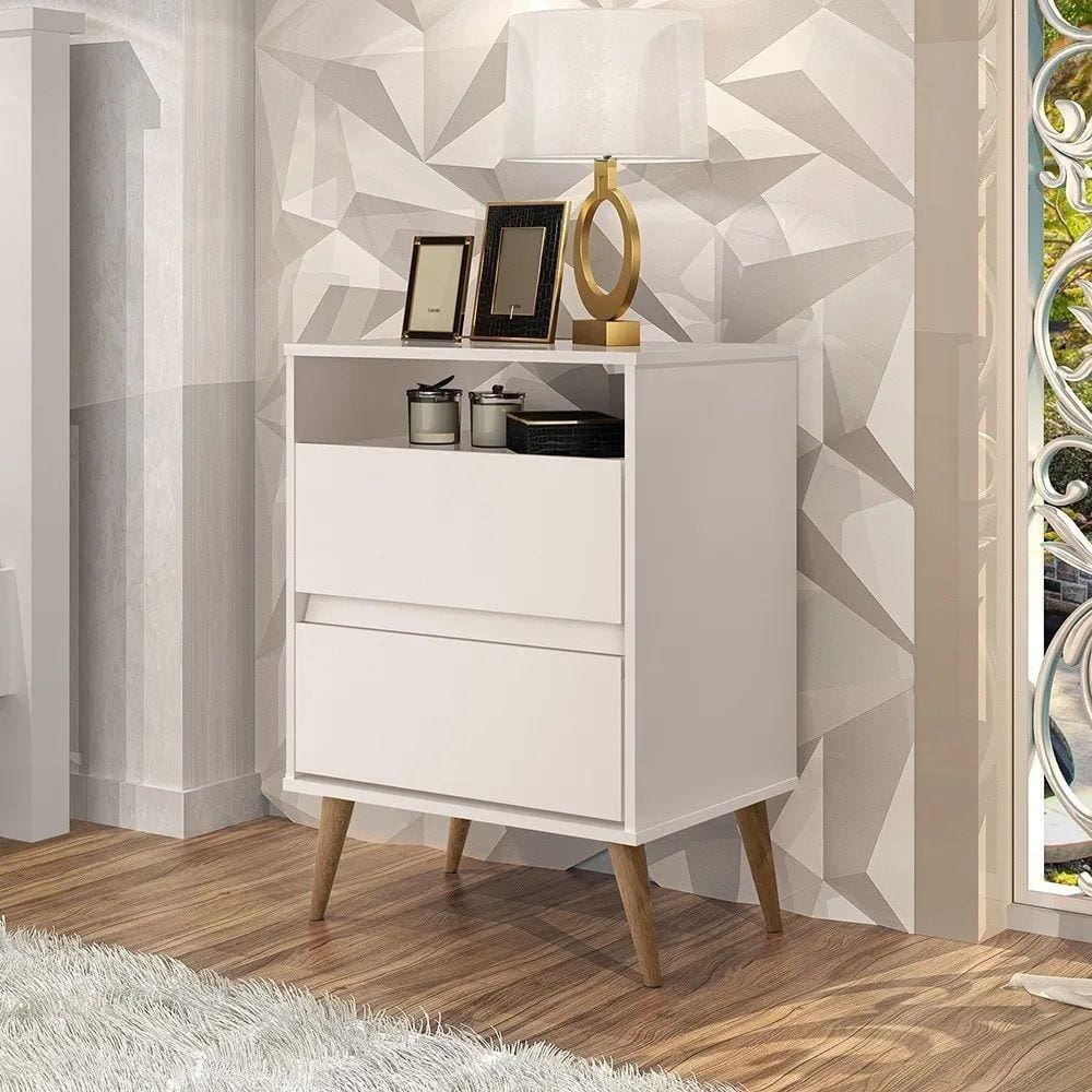 mesa lateral cama box para quarto - off white