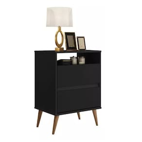 mesa de cabeceira 45cm pés de madeira retro