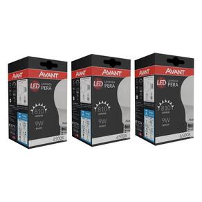 Kit 3 Lâmpada Led 9w A60 E27 6500k Branca Avant