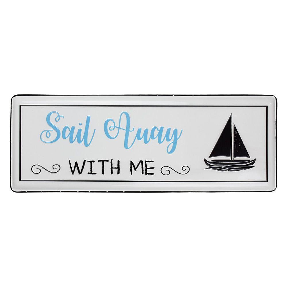 Placa Decorativa Barco Em Metal 60X22cm