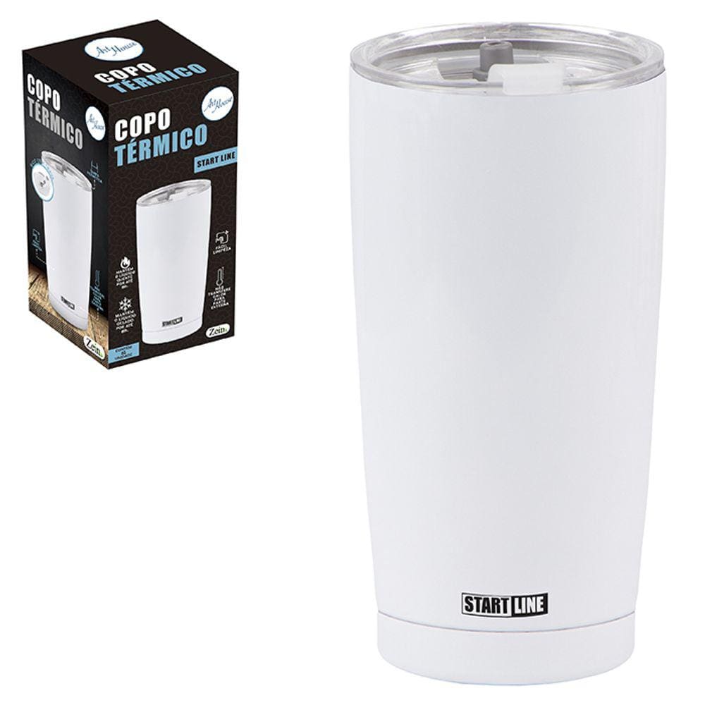 Copo Inox Térmico  com Tampa 600 ml Branco