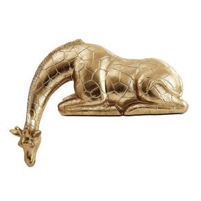 Escultura Decorativa Girafa em Poliresina Dourada 28cm 17458 Mart