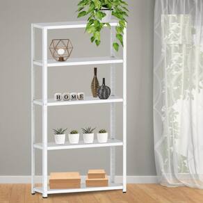 Estante para Livros com Estrutura Metálica 5 Prateleiras Branco