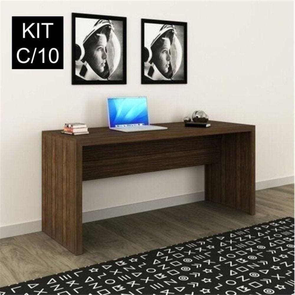 Kit 10 Escrivaninhas 163cm Me4109 Nogal