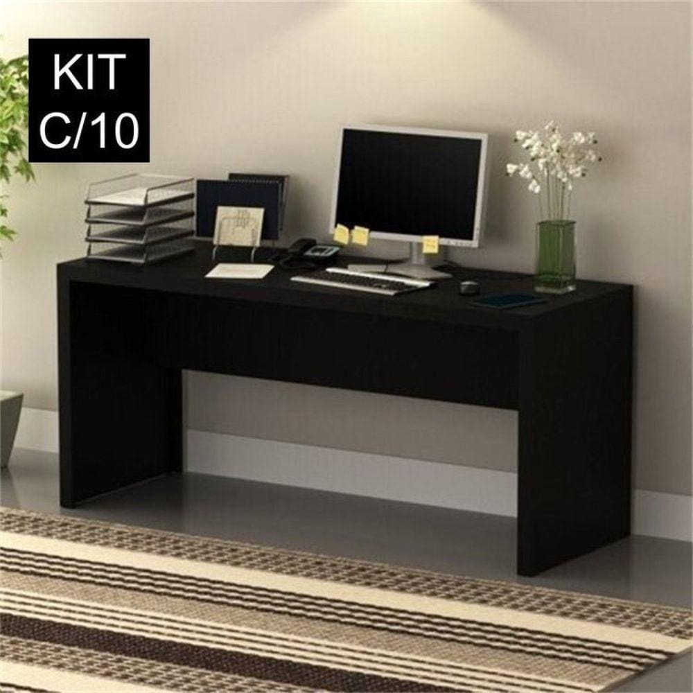 Kit 10 Escrivaninhas 163cm Me4109 Preto