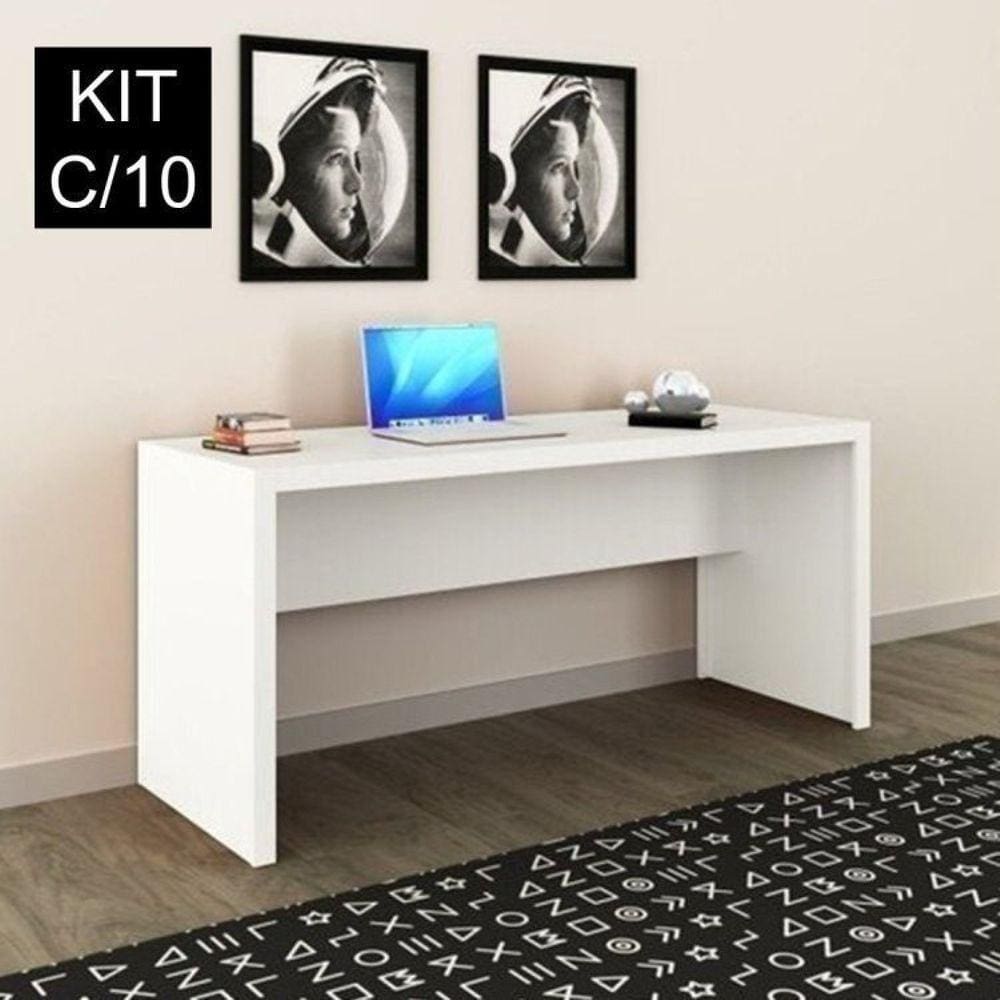 Kit 10 Escrivaninhas 163cm Me4109 Branco