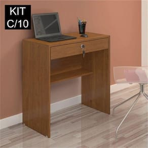 Kit 10 Escrivaninhas 72cm 1 Gaveta com Chave Andorinha Cinamomo