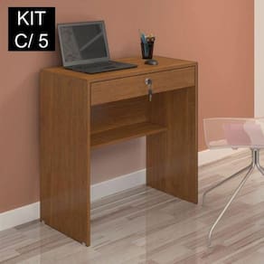 Kit 5 Escrivaninhas 72cm 1 Gaveta com Chave Andorinha Cinamomo