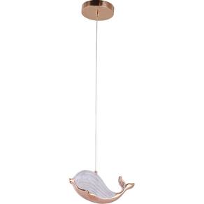 Pendente Whale Ø23x11cm Rose Gold E Acrílico Transparente