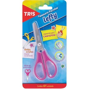 Tesoura Escolar Tris Lefty Para Canhoto 13Cm.