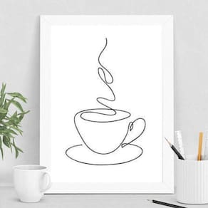 Quadro Café Minimalista 45x34cm - Madeira Branca