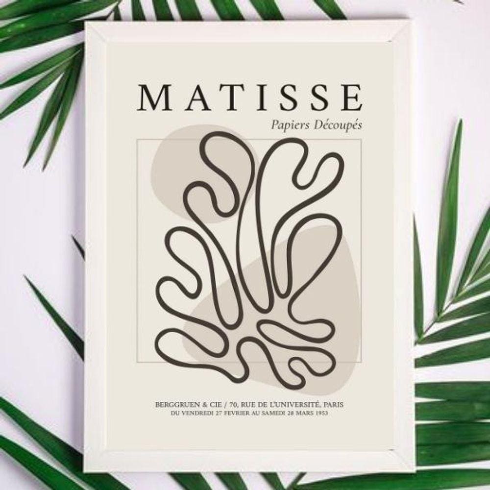 Quadro Minimalista Matisse 24x18cm - Vidro - Moldura Branca
