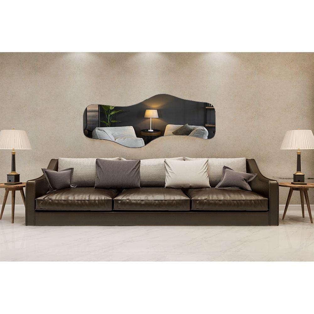 Espelho de chão Orgânico E21 Grande Corpo Inteiro 170x70 Moldura Couro Preto
