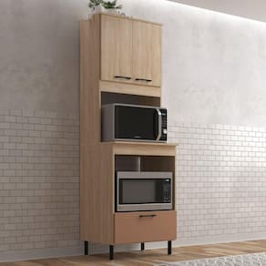 Torre Quente 3 Portas 2 Nichos para Forno Maysa Aveiro Oak/Terracota