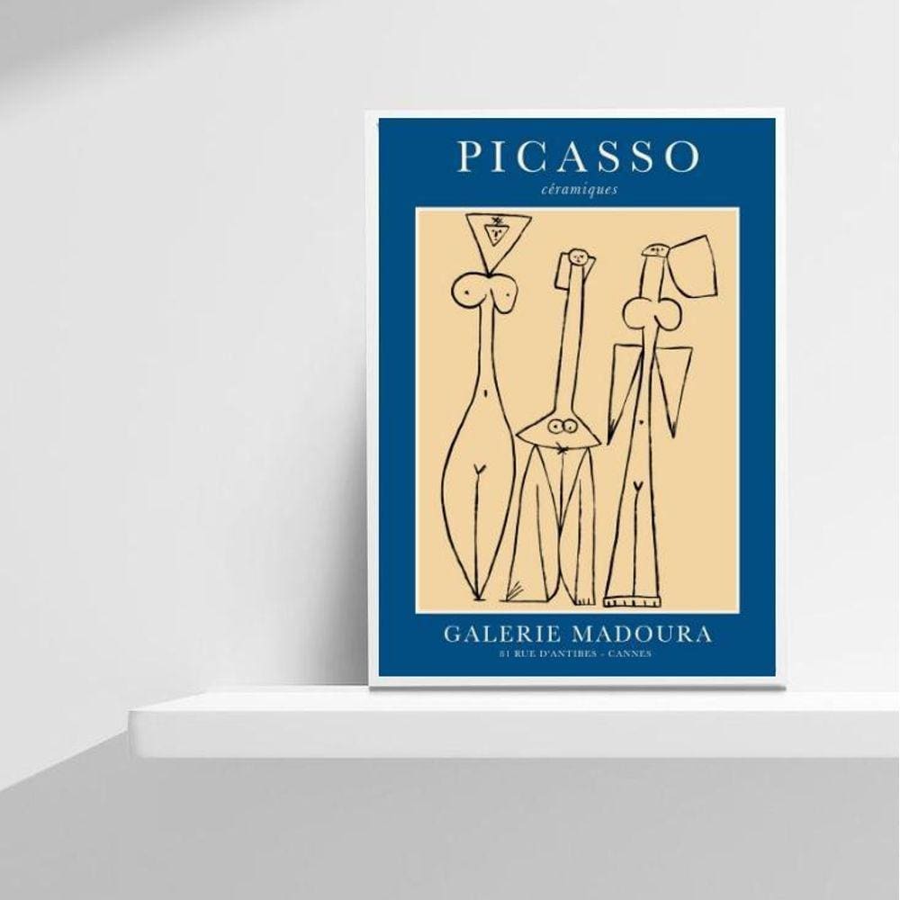Quadro Picasso Ceramics 24x18cm - Vidro e Moldura Branca