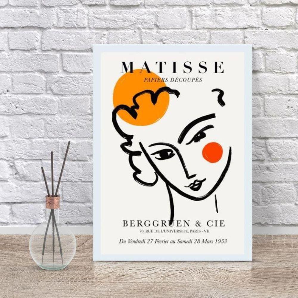 Quadro Matisse Minimalista 24x18cm - Vidro e Moldura Branca