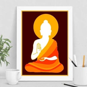 Quadro Silhueta Buda Namastê 33x24cm Branco