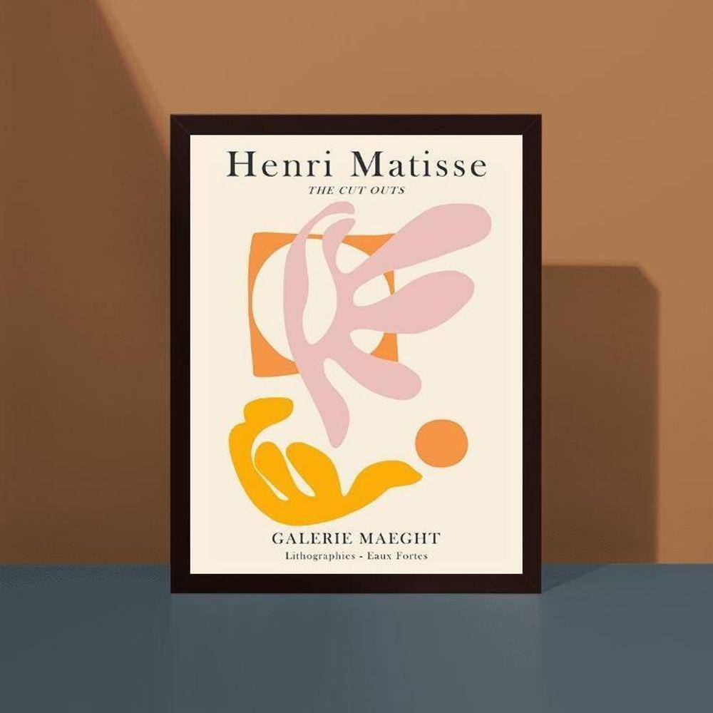 Quadro Abstrato Henri Matisse 24x18cm Vidro Moldura Branca