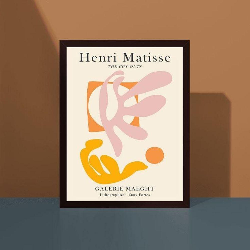 Quadro Decorativo Matisse 24x18cm - Vidro - Madeira Preta