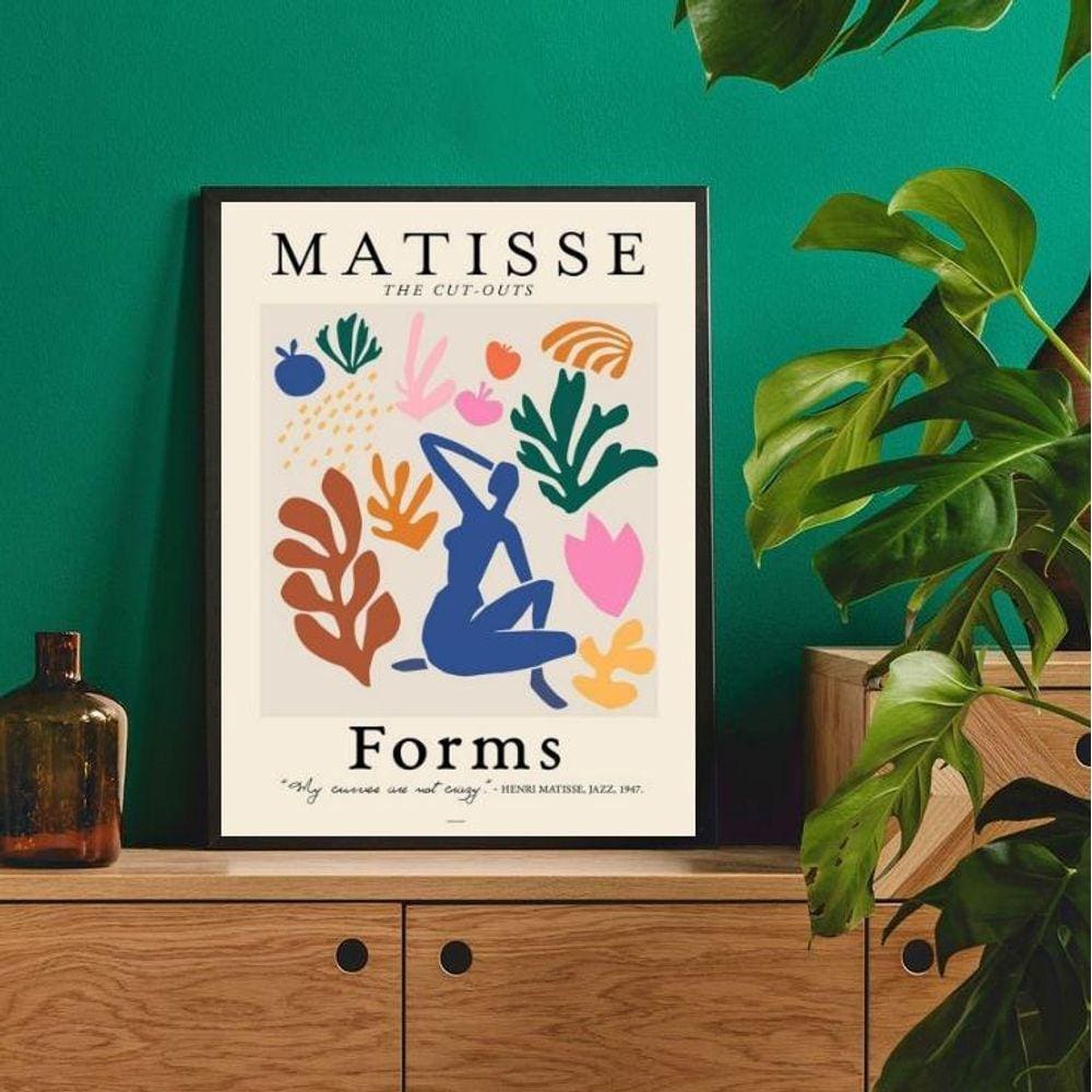 Quadro Decorativo Formas Matisse 45x34cm - Vidro