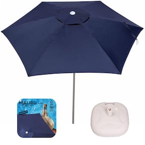 Kit Ombrelone Guarda Sol 2,6m Alumínio Malibu Garden Com Base Plástica Branca - Tobee