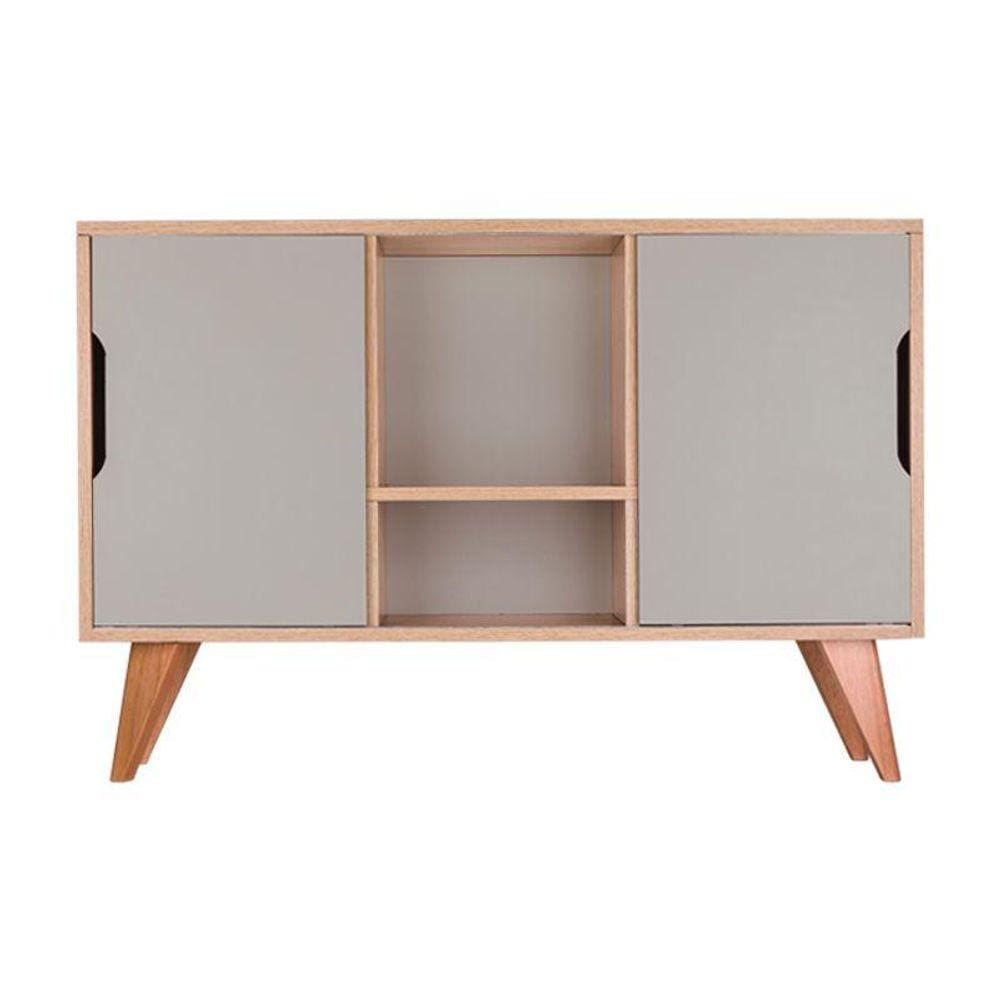 Aparador Buffet Retrô com 2 Portas Murano Carvalho e Verde Menta
