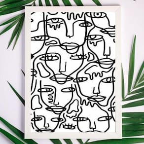 Quadro Minimalista 33x24cm Moldura Madeira Preta