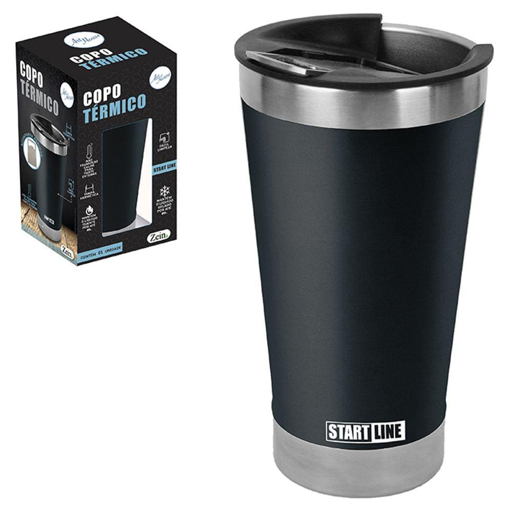 Copo Inox Térmico com Tampa Preto 520 Ml