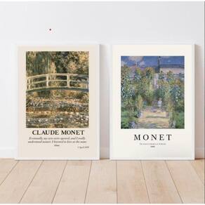 Kit 2 Quadros Monet 24x18cm - Vidro e Moldura Preta