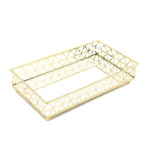 Bandeja Retangular Louvre Ouro Espelhada 24x13x5cm - Jolitex