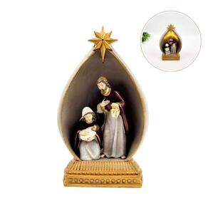 Enfeite de Natal Sagrada Família 23x14x9cm com Luz - Resina