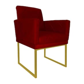 Poltrona Sala Recepção Klara Base Dourado Suede - Estopar