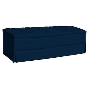 Calçadeira Recamier Baú Sapateira Casal King 190cm Ayla Suede Tampo Reto - Estopar