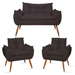 Kit Namoradeira Opala + 2 Poltronas Para Sala Balaqui Decor Cor:cinza