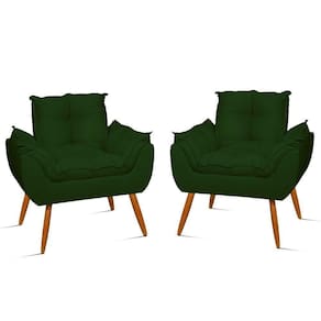 Kit 2 Poltronas Decorativa Opala Para Quarto Sala De Estar Cor:verde