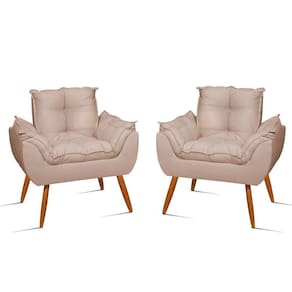 Kit 2 Cadeiras Poltronas Reforçadas Confortáveis Sala Jl Cor:bege