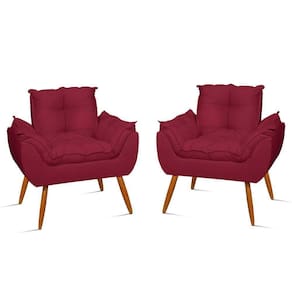 Kit 2 Poltronas Para Sala Decorativa Opala Suede Cor:marsala