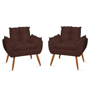 Kit 2 Poltrona Decorativa Opala Para Sala Recepção Luxo Cor:marrom
