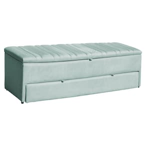 Calçadeira Recamier Baú Sapateira Solteiro 90cm Ayla Veludo Tampo Reto - Estopar