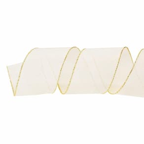 Fita Decorativa Branca E Dourado 10Cm C/9,14 Mts 1693988