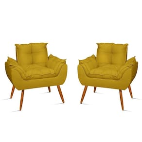 Kit 2 Poltronas Cadeiras Para Sala Quarto – Jl Decor Cor:amarelo