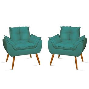 Kit 2 Poltronas Cadeiras Para Escritório Recepção – Jl Decor Cor:azul Turquesa