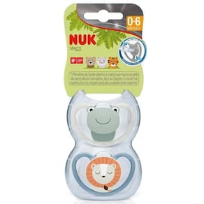 Kit 2 Chupeta Nuk Space Silicone Glow Brilha No Escuro