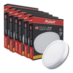 Kit 14 Plafon Pop Sobrepor 22x22cm Avant 18W 3000K Bivolt Luz Amarela - Redondo