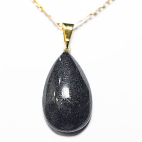 Colar Gota Quartzo Preto Pedra Natural Montagem Pino Dourado