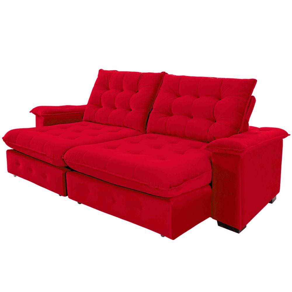 Sofá 4 Lugares Coliseu 2.60m Retrátil e Reclinável Super Pillow - Vermelho