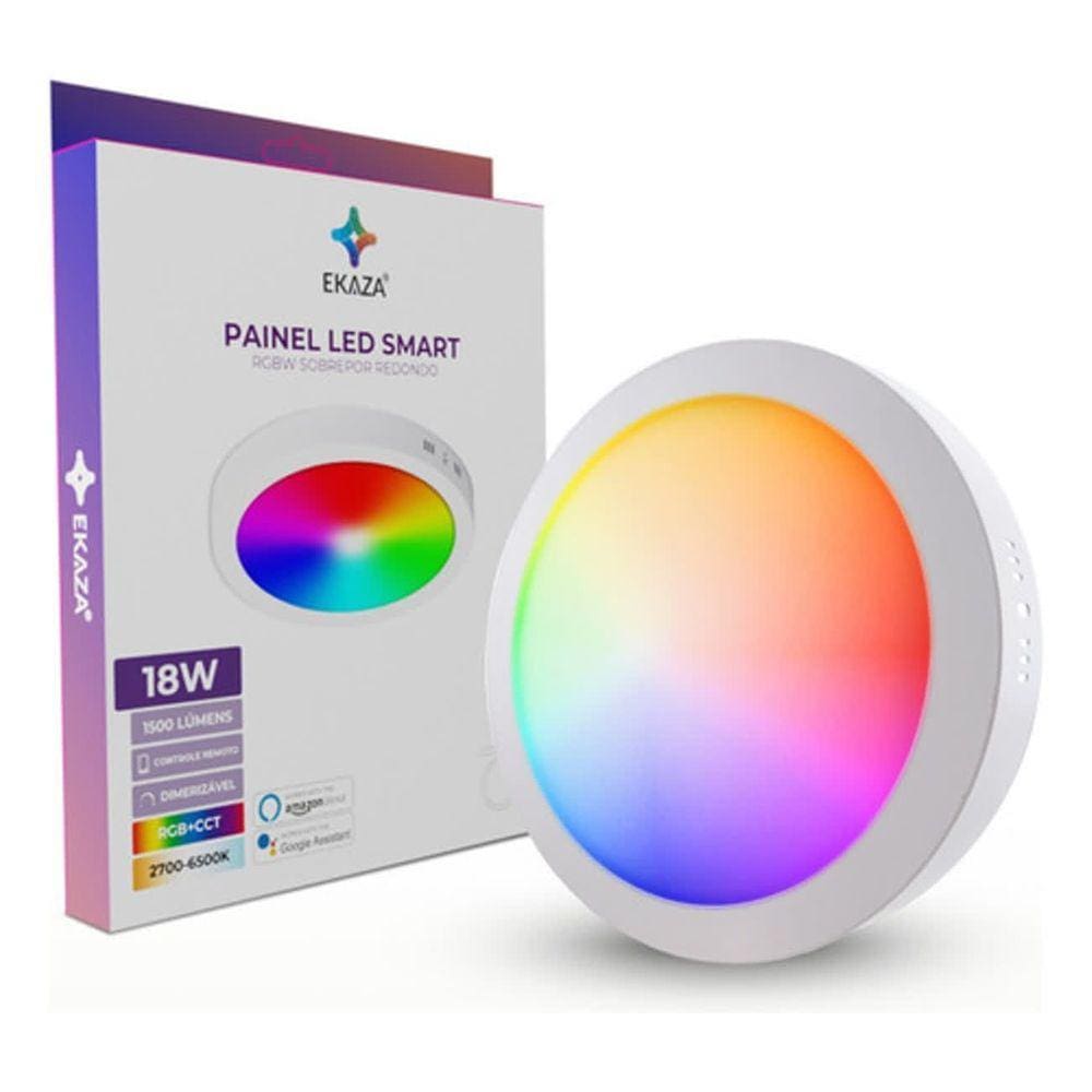 Painel Inteligente Plafon LED RGB 18w Smart controle App e Comando de Voz