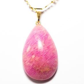 Colar Gota Pedra Amazonita Pink Montagem Pino Dourado