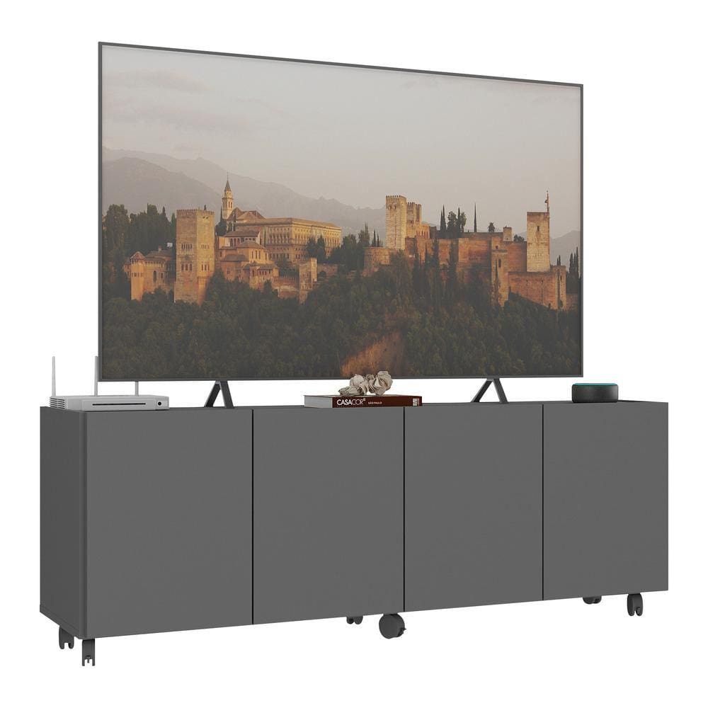 Rack para TV até 50 Polegadas com 4 Portas e Rodízios Multimóveis MP1069