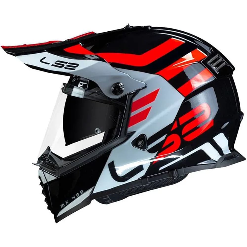 Capacete LS2 MX436 Pioneer Evo Adventurer Preto Branco e Laranja